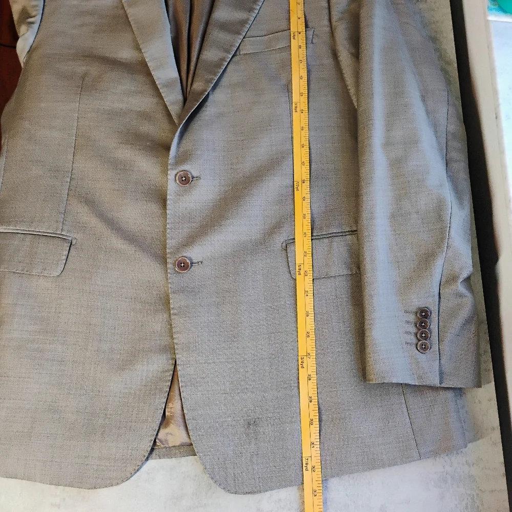 Ermenegildo Zegna Saks Fifth Avenue Suit Blazer 44 L Slim‎ Fit Taupe Wool Italy